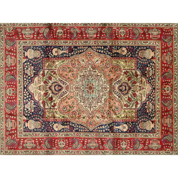 Ahgly Company Machine Washable Indoor Rectangle Traditional Saffron Red Area Rugs, 4' x 6'