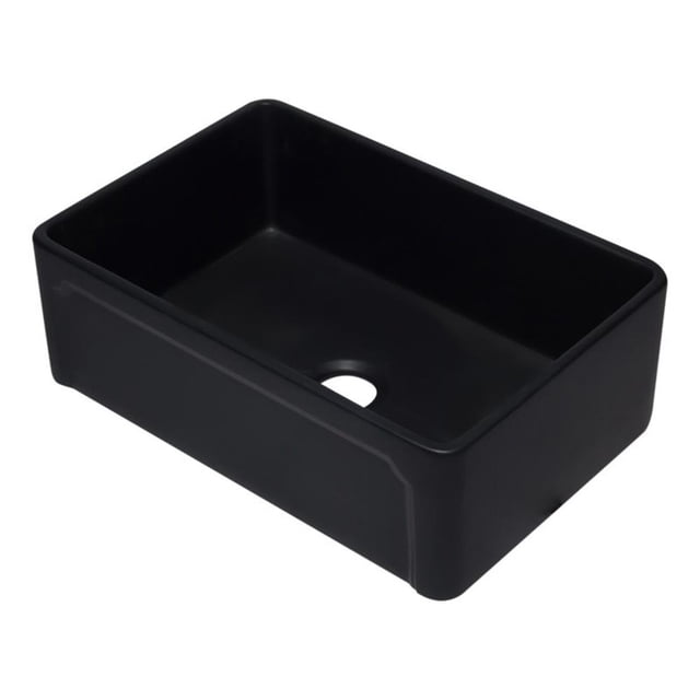 Pemberly Row 30" Black Reversible Single Fireclay Farmhouse Kitchen Sink