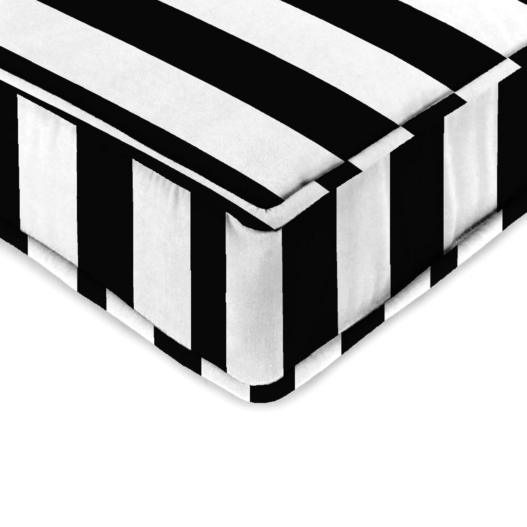 Jordan Manufacturing 45" x 22" Awning Onyx Black Stripe Rectangular Outdoor Deep Seat Chair Cushion Set with Ties and Welt