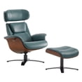 thumbnail image 2 of CHITA Swivel Recliner Chair with Ottoman Set & Adjustable Headrest, Leather Lounge Accent Arm Chairs for Living Room Bedroom, Teal Blue, 2 of 17