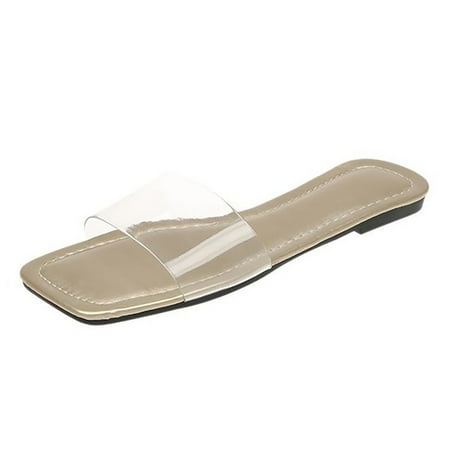 

ZTTD Women Slippers Summer New Pattern Fashion Simple Versatile Flat Bottom Non Slip Comfort Large Beach Sandals Gold