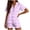 Purple, variant on Pjs Sets for Women Pajamas for Women Women's Fashion Striped Ruffled Short-Sleeved Elastic Waist Shorts Pajama Set Black L