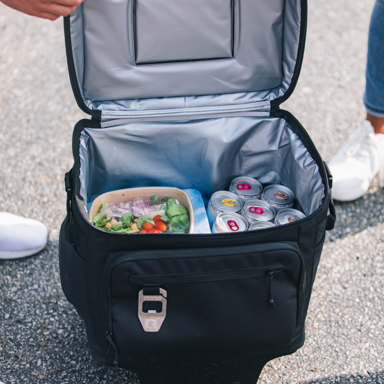 RTIC 40-Can, 21 Qt, Collapsible Wheeled Cooler with Bottle Opener, Black