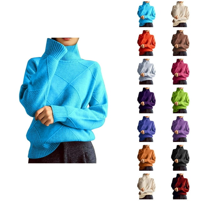 Turtleneck Sweater Women 2026 Fall Winter Fashion Long Sleeve Knit Plain Pullover Sweater Jumper Tops