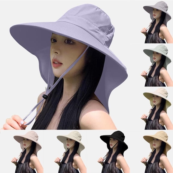 Bxsruta Women's Solar Powered Wide Brim Sun Hat with Neck Flap UPF 50 Breathable Outdoor Hiking Gardening Visor