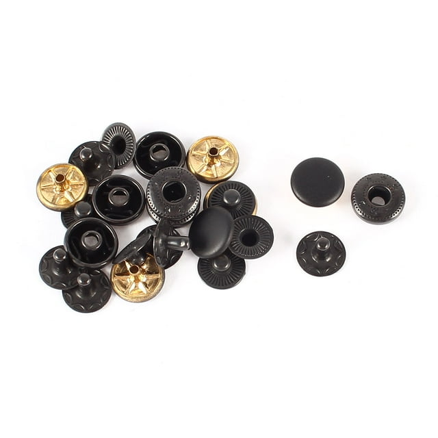 Unique Bargains 6 Sets Black Metal Snap Fastener Poppers Sewing Press Studs Buttons 10mm