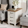 thumbnail image 2 of Wampat End Table with Charging Station, Side Table with Storage Drawer and Cabinet,2 Power outlets & 2 USB Ports for Living Room, Oak White, 2 of 8