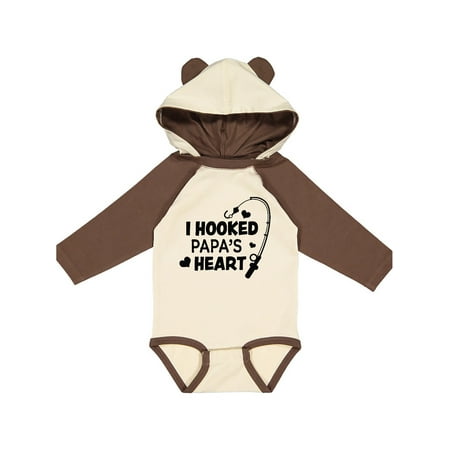 

Inktastic I Hooked Papa s Heart with Fishing Rod Gift Baby Boy or Baby Girl Long Sleeve Bodysuit
