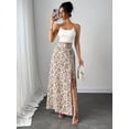 thumbnail image 3 of White Ditsy Floral High Slit Maxi Skirt For Women – Elegant Flowing Wrap Style With Side Split, 3 of 7