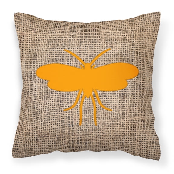 Carolines Treasures BB1058-BL-OR-PW1818 Moth Burlap and Orange   Canvas Fabric Decorative Pillow BB1058 18H x18W