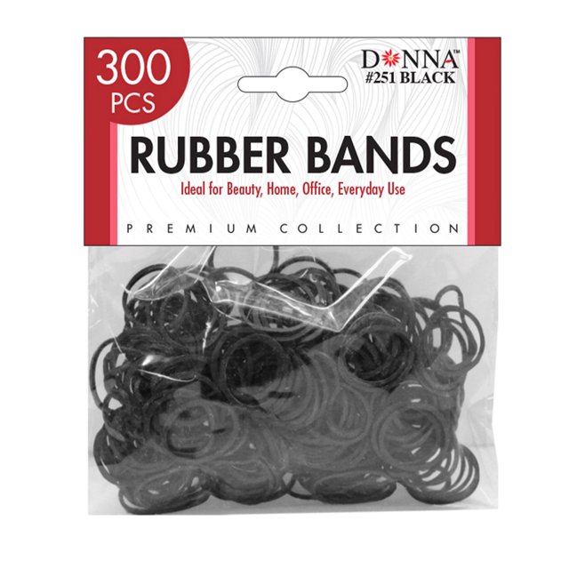 Donna 300 ct bandas de goma negras para trenzas Twist Locs o coletas 1 paquete de 300 bandas de goma negras