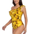 thumbnail image 3 of Yiaed Ripe Yellow Lemon Print Women One Piece Swimsuits Tummy Control One Shoulder Bathing Suits Pattern Ruffle Swimwear-X-Large, 3 of 8