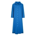 thumbnail image 4 of VgaVtl Long Sleeve Dresses for Women Under $5 Shirt Dress Blue Cotton Womens Dresses Solid Long Dresses, 4 of 6