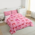 thumbnail image 4 of Feelyou Cute Bow-tie Pink Bedding Comforter Set for Kid, Kawaii Cartoon Ribbon Twin Comforter Sets, Fashion Polkadots Reversible Bedding Set, Super Cozy Room Decor, 2-Piece, 4 of 9