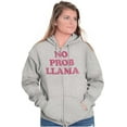 thumbnail image 3 of No Problama Llama Alpaca Cute Funny Unisex Fleece Graphic Zip Up Hoodie Brisco Brands 4X, 3 of 5