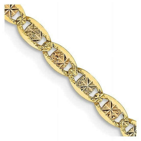 Primal Gold 14 Karat 2.75mm Tri-color Gold Pave Valentino Chain Necklace