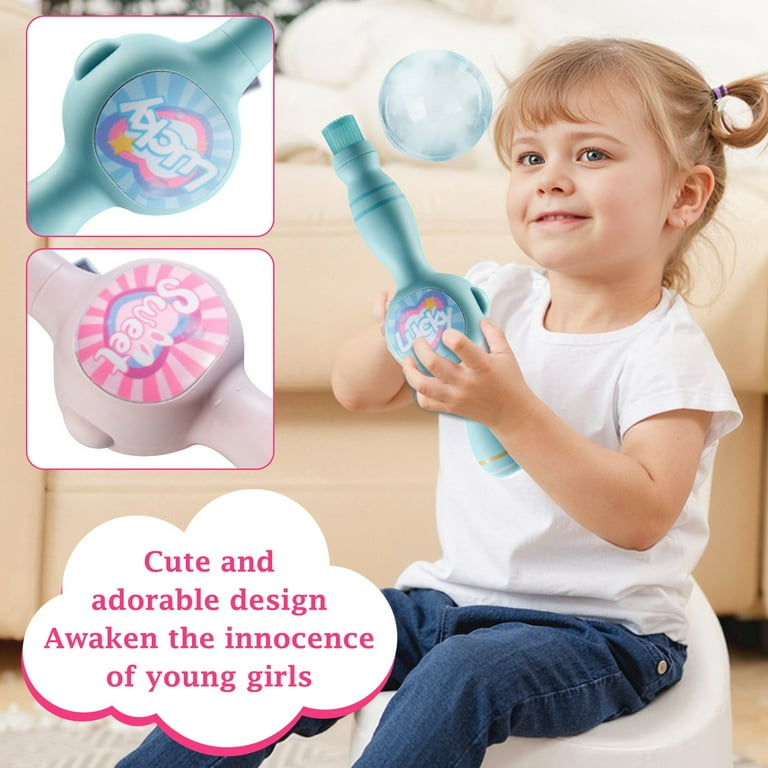 Colorful Smoke Bubble Machine, Handheld Interactive Elastic Bubbles, Infinite Smoke Bubble Magic Wand,Fun Bubble Blowing Machine with Colorful lighting, Summer Party Toy Gift for 3+ (Blue