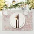 thumbnail image 3 of Chinoiserie Flowers Placemats Set of 4, 12x18 Inch Pink and Cream Floral Leaves Vintage Botanical Place Mat Heat Resistant Washable Mats Spring Kitchen Dining Table Decoration, 3 of 8