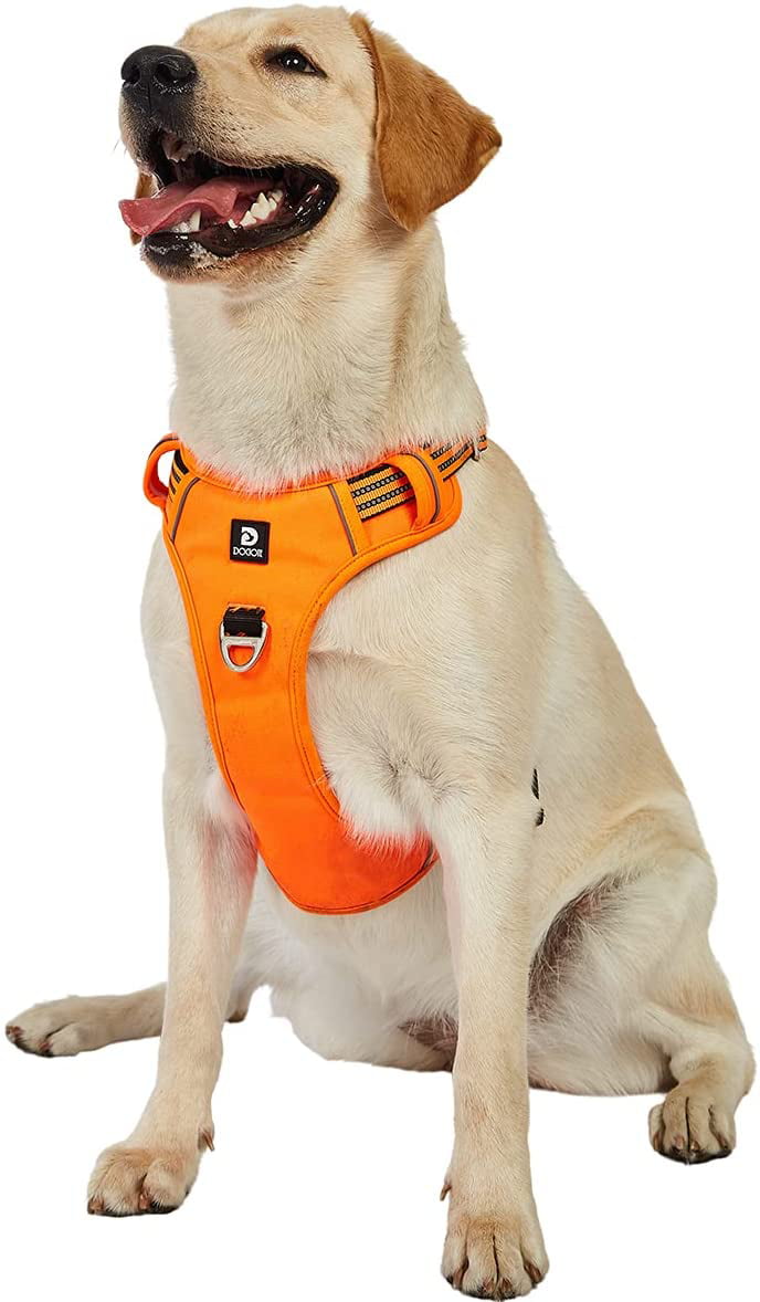 Dog Harness Front Clip No Pull Reflective Adjustable Plush Padded with Handle 