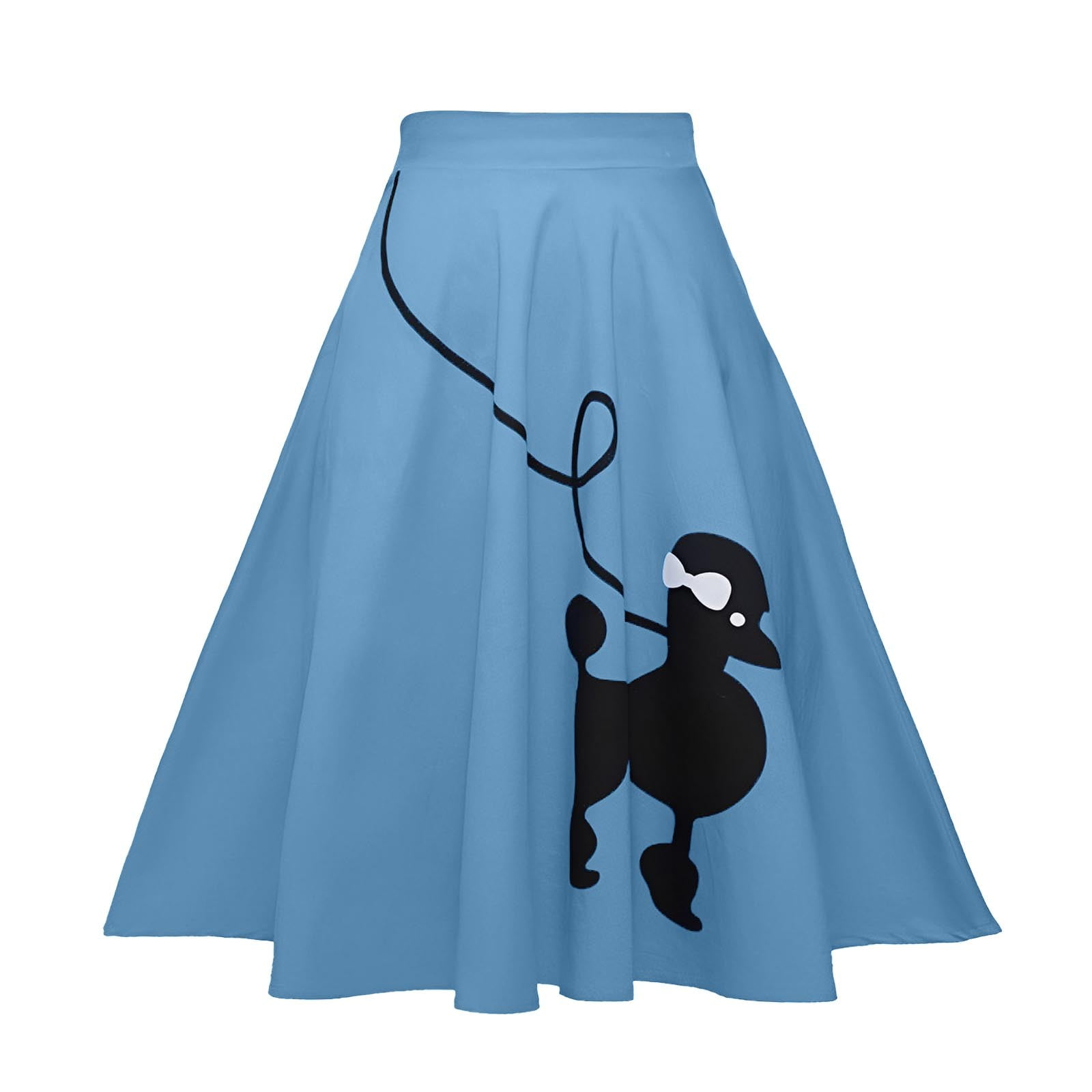 Bazyrey Skirts for Women Solid Mid Length High Waist Retro Poodle Print Skirt A Line Mini Skirts