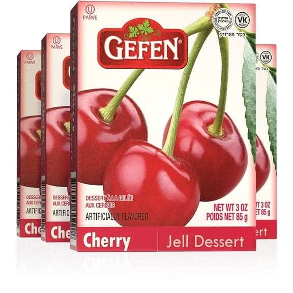 Gefen Cherry Flavored 3oz 4 Pack Fish Free & Meat Free, Vegan Friendly, Easy to Prepare, Kosher
