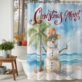 thumbnail image 3 of Merry Christmas Shower Curtains for Bathroom, Beach Ocean Cute Snowman Coconut Tree Waterproof Fabric Shower Curtain for Bathroom Bathtub Decoration, Machine Washable, 72"x84", 3 of 9