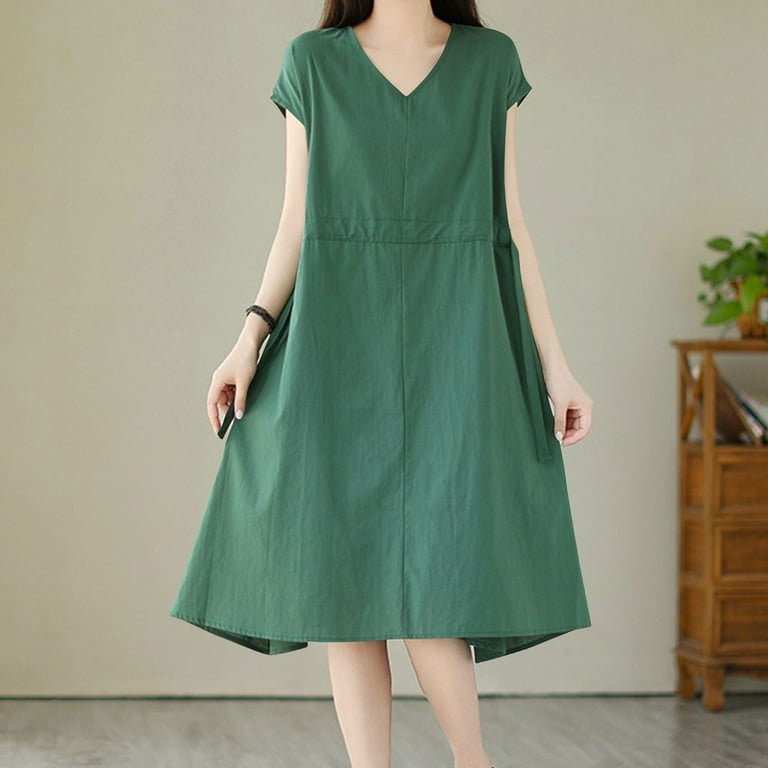 knee length dresses for ladies Emerald Green Plus Dress XL