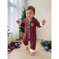 thumbnail image 5 of Cjfdfy Newborn Baby Girls Boy Christmas Fall Clothes Santa Claus Reindeer Embroidery Plaid Pajamas Lapel Button Up Fuzzy Trim Long Sleeve Jumpsuit Infant Christmas Fall Winter Romper, 5 of 9