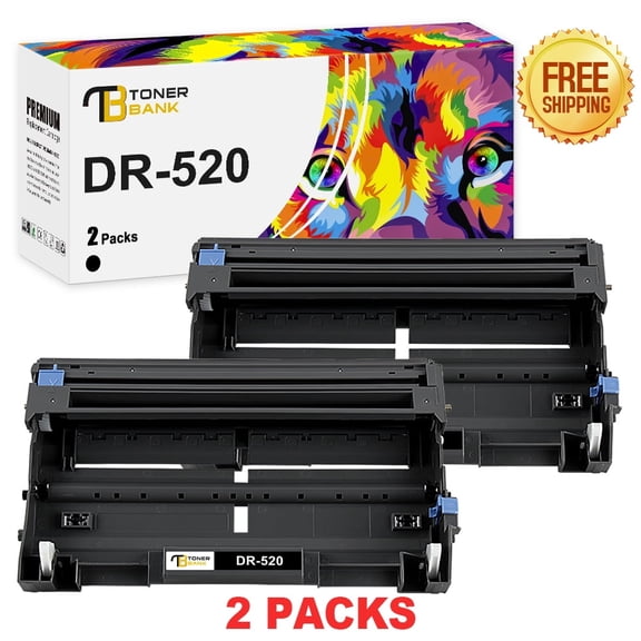 Toner Bank TN580 DR520 Drum Unit Compatible for Brother DR-520 HL-5250DN 5340D 5340DRT 5350DN MFC-8660DN 8670DN 8860DN 8890DW DCP-8080DN Printer Replacement 2-Pack Black