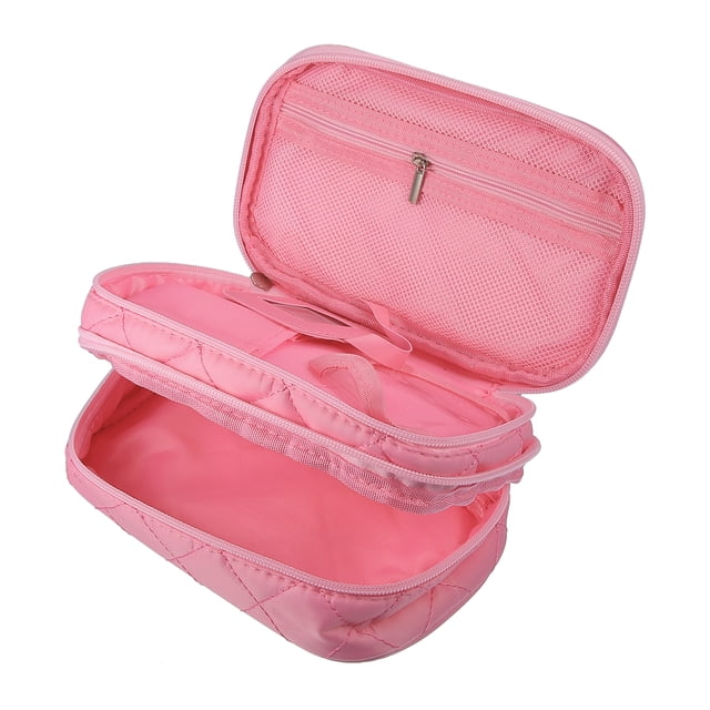 Bolsa de cosméticos Unique Bargains, bolsa de maquillaje de viaje, organizador de brochas cosméticas, bolsa de almacenamiento para mujer, color rosa, 7.87 x 4.72 x 3.15 pulgadas