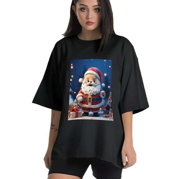 Plus Size Shirt for Women Black Tops for Women Short Sleeves Shirt for Women Santa Claus 11 T Shirt Crewneck Shirt for Women XS