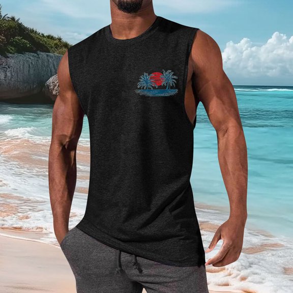 Ynynloco Mens Tank Tops Beach Summer Quick Dry Sleeveless Shirts Graphic Vacation Tanks Muscle Gym Tank Top