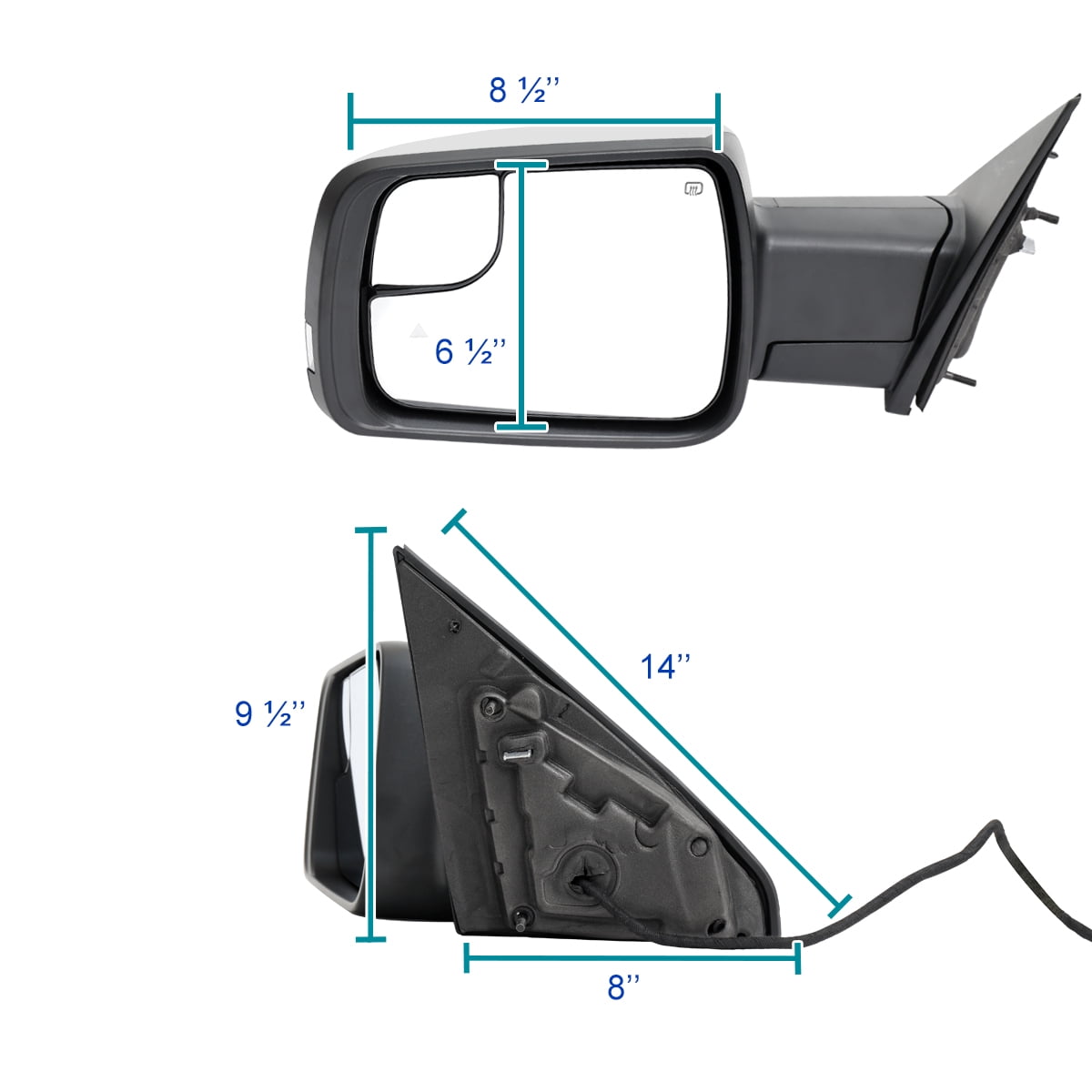 Spec-D Tuning Chrome Power Fold Heated + Puddle + Blind Spot Monitor Left Driver Side Mirror Compatible with 2019-2024 Ram 1500, Left + Right Pair
