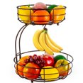thumbnail image 1 of Auledio Houseware 2-Tier Fruit Vegetable Basket Countertop Kitchen Rack Bowl Storage with Banana Tree Hanger,Bronze, 1 of 8