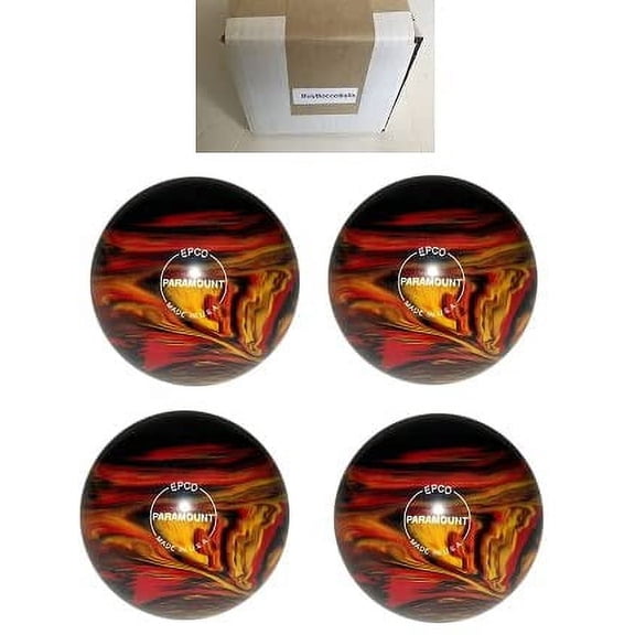 BuyBocceBalls New Listing - Pack of 4 EPCO Candlepin Bowling Balls - Marbleized - Black, Red & Yellow (4 1/2 inch- 2lbs. 5oz.)