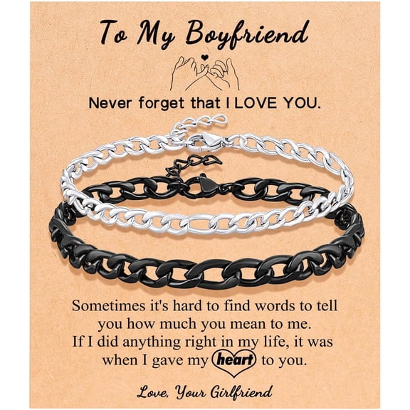 Figaro Link Chain Stainless Steel Bracelet for Couples, Birthday Christmas Anniversary Valentines Day Gifts for Men Women Couples