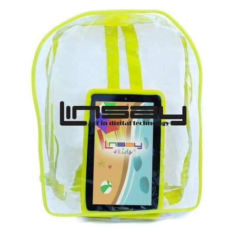 LINSAY 7" New Tablet Kids Funny with Yellow Defender Case and Bag Pack Dual Camera Android 6.0