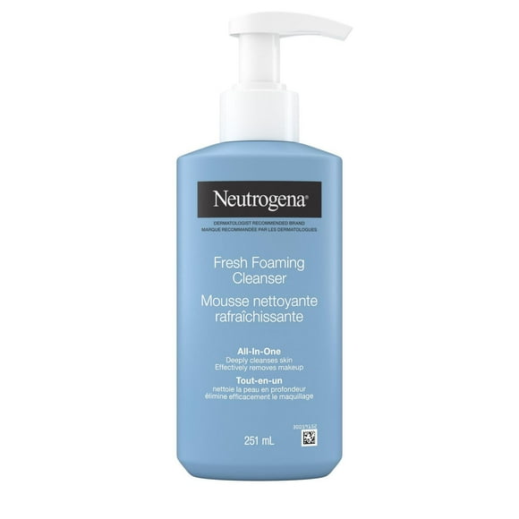 Neutrogena Fresh Foaming Facial Cleanser, All-In-One Makeup Remover Face Wash for Normal to Oily Skin Deeply Cleanses & Removes Waterproof Makeup, Soap-Free, 251 mL