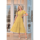 thumbnail image 2 of Vestido de Larga con Cuello en V, Plisado y Mangas Abullonadas, Amarillo L, 2 of 4
