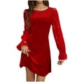 thumbnail image 4 of Qetyuw Women's Club Night Out Dresses Glitter Sequin Long Sleeve Velvet A-Line Dress Evening Party Cocktail Dresses for Women, 4 of 8