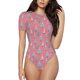 thumbnail image 1 of Balery Pastel Christmas Trees on Pink Body de cuello redondo de manga corta para mujer Tops de manga corta Tops básicos-Large, 1 of 7