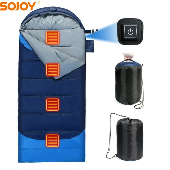 Sojoy 31-45 C Heated Waterproof Sleeping Bag, Blue