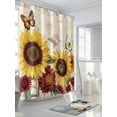 thumbnail image 3 of Shower Curtains Yellow Red Sunflower Butterfly Bath Curtain Retro Farmhouse Waterproof Bathroom Shower Curtain Set with Hooks Decoration 72 x 72 Inches, 3 of 7