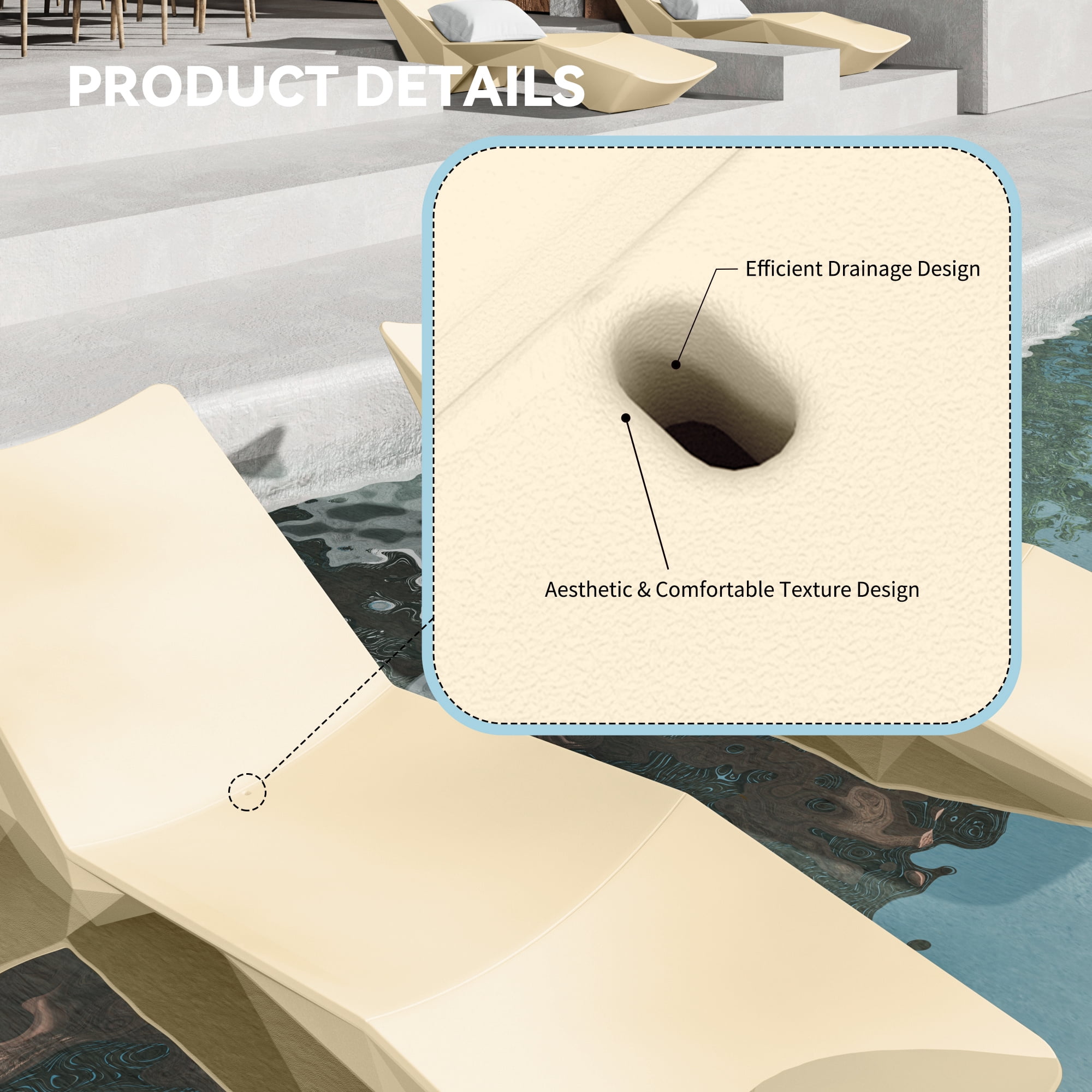Quick Assembly S-Shaped Pool Lounger,Ergonomic, Breathable & UV-Resistant Outdoor Pool Chair with Anti-Float Sandboxes
