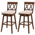 thumbnail image 1 of Costway 29" Bar Stool Wooden Chair Set of 2 with Contoured Backrest Swivel Padded Seat Oak, 1 of 9