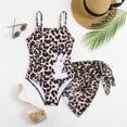 thumbnail image 4 of Shadoumai One Piece Swimsuit for Girls 12-14 Sheer Mesh Tankini Set Quick Dry Tropical Print Bathing Suits for Girls Cutout Adjustable Straps Girls' Swimwear with Print Shorts, 4 of 7