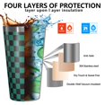 thumbnail image 3 of 16oz Tumblers Teal and Black Checkerboard Pattern Stainless Steel Vacuum Insulated Double Wall Travel Tumbler Cups Mug with Lid and Straw,Cleaning Brush for Coffee,Tea, 3 of 4