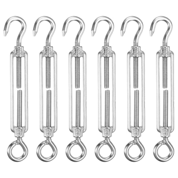 Uxcell 6-Pack Turnbuckle Hook and Eye, M6 Stainless Steel Heavy Turnbuckles Wire Rope Tension Adjustable Tension