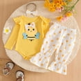 thumbnail image 2 of CAUYDY Infant Girls Going Home Outfit Toddler Girl Long Sleeve Bodysuit Set Baby Fall Winter Clothes Newborn Romper 3 6 9 12 18 24 Months Sizes 0-3 Months,Yellow, 2 of 8
