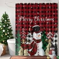 thumbnail image 4 of Red Check Shower Curtains for Bathroom, Christmas Snowflake Xmas Tree Waterproof Fabric Shower Curtain for Bathroom Bathtub Decoration, Machine Washable, 72"x84", 4 of 9